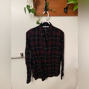 Club Monaco men’s size small black and red/yellow flannel button up